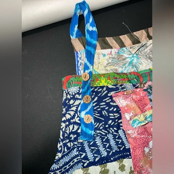 NWOT Ashley Taylor patchwork cotton overalls with pockets One Size Spring - Picture 10 of 10